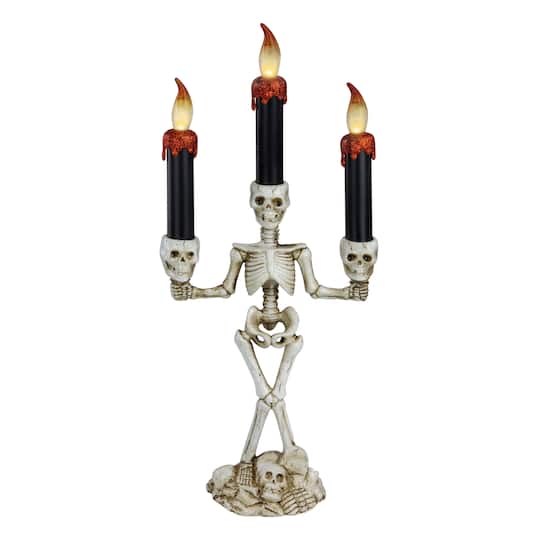 14.5&#x22; Dripping Candle Skeleton Halloween Candelabra